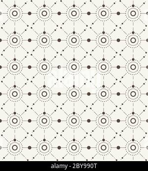 Vector seamless pattern with modern stylish texture repeating geometric background with circles variously sized in nodes Stock Vector