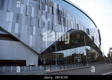 LONDON, ENGLAND - APRIL 13, 2019: Outside view of the venue seen prior to the 2018/19 Premier League game between Tottenham Hotspur and Huddersfield Twon at Tottenham Hotspur Stadium. Stock Photo