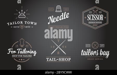 Set of Vector Tailoring Tailor Sew Elements and Sewing Knitting Illustration can be used as Logo or Icon in premium quality Stock Vector