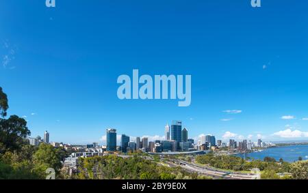 Panoramic view of the Central Business District skyline from King's Park, Perth, Western Australia, Australia Stock Photo