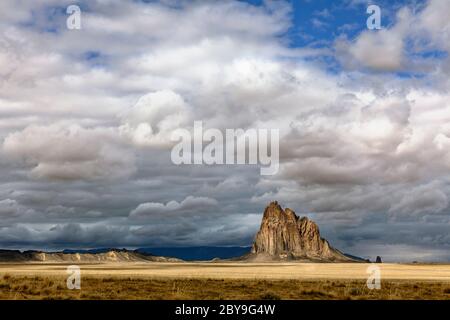 NM00548-00...NWE MEXICO - Shiprock named a National Natural Landmark by the National Park Service governed by the  Navajo Nation in San Juan County. Stock Photo