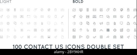 Set of Thin and Bold Contact us Service Elements and Assistance Support can be used as Logo or Icon in premium quality Stock Vector