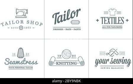 Set of Vector Tailoring Tailor Sew Elements and Sewing Knitting Illustration can be used as Logo or Icon in premium quality Stock Vector