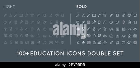 Set of Thin and Bold Vector Education Icons Illustration can be used as Logo or Icon in premium quality Stock Vector