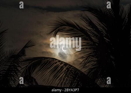 Solar Eclipse December 2019. Annular solar eclipse seen from Goa state, India Stock Photo