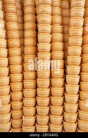 Waffle Ice cream dondurma cones background Stock Photo