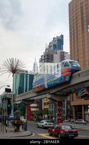 The monorail in Kuala Lumpur is part of the Klang Valley Integrated Transit System in Malaysia Stock Photo