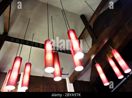 Arrangement of hanging lighting fixtures Stock Photo