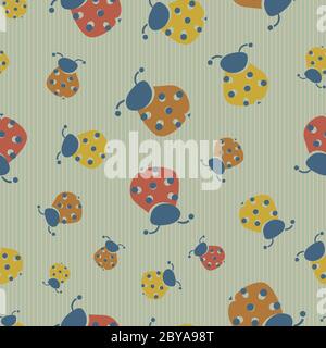 paper cut ladybugs seamless vector pattern Stock Vector