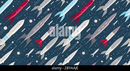 Space, galaxy seamless background. Retro pattern vector illustration Stock Vector