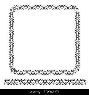 Vector Rounded Corner Square Floral Frame, Isolated On White Stock Vector