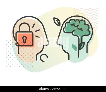 Human Psychology Fixed Vs Growth Mindset - Abstract Illustration as EPS 10 File Stock Vector