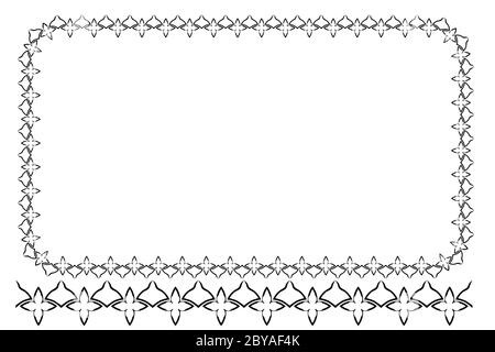 Vector Simple Shape Rectangle and Line Black Frame, Isolated On White Stock Vector