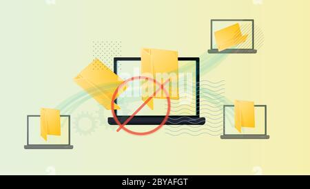 Ban on File Transfer and Sharing Platform - Abstract Illustration as EPS 10 File Stock Vector