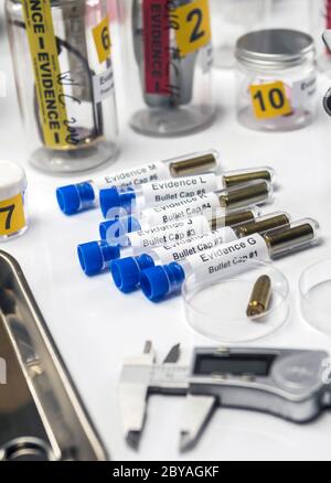 bullet in ballistic Laboratory, conceptual image Stock Photo - Alamy