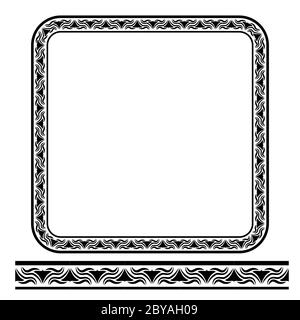 Vector Rounded Corner Square Floral Frame, Isolated On White Stock Vector