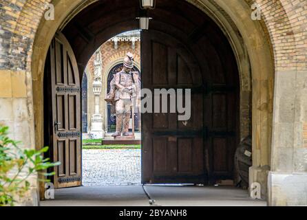 VIENNA, AUSTRIA - OCTOBER 9, 2015: statue of an Uhlan in the entrance of the Museum of Military History in the Vienna's Arsenal, Austria Stock Photo