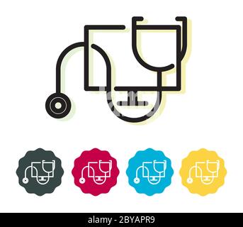 Telemedicine with computer - Icon as EPS 10 File Stock Vector