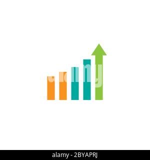colorful graph. growth diagram. Isolated on white. Flat icon. Vector illustration isolated on white. Project start up sign. Progress, chart, increase Stock Vector