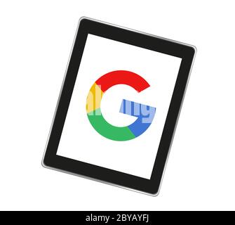 Google logo. Google it is the largest Internet search engine, owned of USA Google Inc. Kharkiv, Ukraine - June 8, 2020 Stock Photo