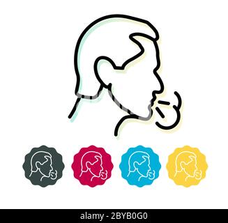 Novel Coronavirus - COVID-19 - Dry Cough - Icon as EPS 10 File Stock Vector