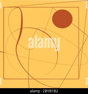Line futuristic abstract shape modern illustration. Orange and beige Stock Vector