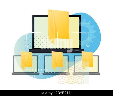 File Transfer and Sharing Platform - Abstract Illustration as EPS 10 File Stock Vector