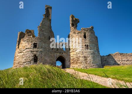 Ruins of the Great Gatehouse, Dunstanburgh Castle, Northumberland Stock Photo