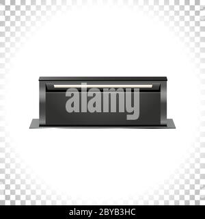 Modern table top cooker hood icon isolated on transparent background. Design of black kitchen table top extractor with light. Home appliance concept. Front view. Vector illustration. Stock Vector