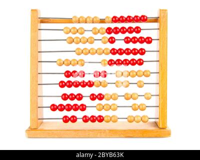Close-up of an old abacus on a white background Stock Photo