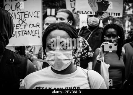 London 3 June 2020. About 15000 people has attended at Black Lives Matter after the murder of George Floyd in Minneapolis by police officer Stock Photo