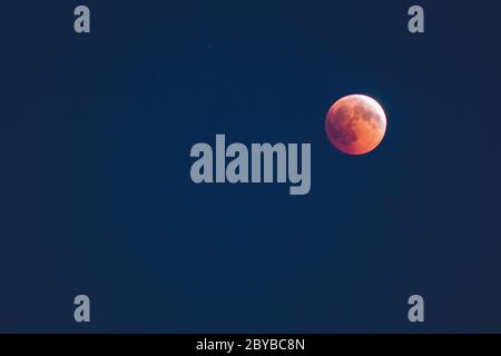 Total lunar eclipse on July 27 2018 seen from Zadar in Croatia Stock Photo