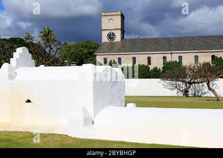 Kawaiahao Church & graveyard,Honolulu City, Oahu Island, Hawaii, USA Stock Photo