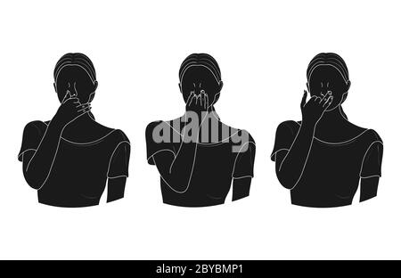 Alternate Nostril Breathing (Nadi Shodhana Pranayama). Vector. Stock Vector