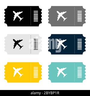 air ticket icon vector with airplane silhouette in colorful Stock Vector