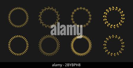 Round Hand drawn floral vintage wreaths Stock Vector