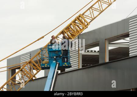 Collapsed mobile tower crane (Holland) Stock Photo