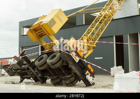 Collapsed mobile tower crane (Holland) Stock Photo