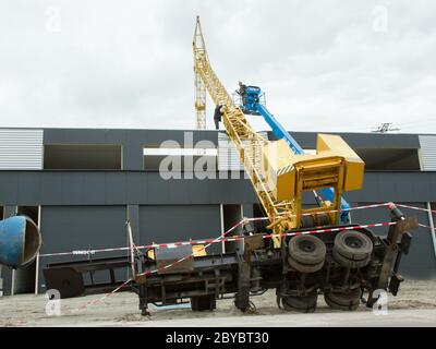 Collapsed mobile tower crane (Holland) Stock Photo