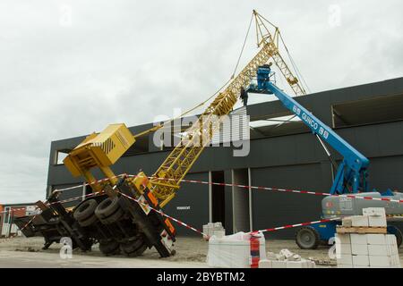 Collapsed mobile tower crane (Holland) Stock Photo