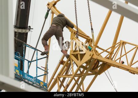 Collapsed mobile tower crane (Holland) Stock Photo