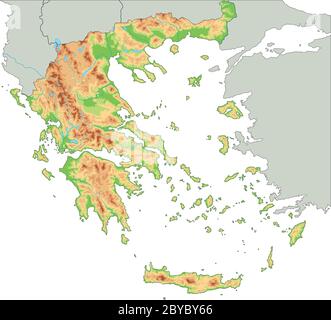 High detailed Greece physical map. Stock Vector