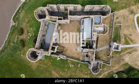 Aerial View of Carew Castle Stock Photo