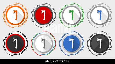 Axe modern design flat graphic in 8 options for web design and mobile applications Stock Vector