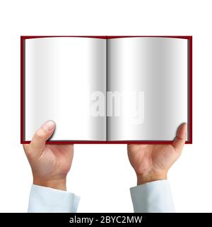 Opened book in hand Stock Photo