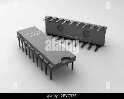 3d Rendering of Electronic transistor isolated on white background, clipping path included. Stock Photo