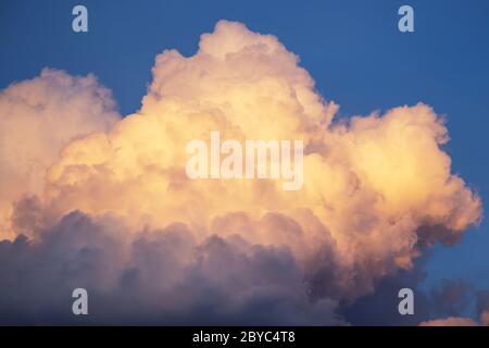 Majestic cumulus congestus cloud before a thunderstorm at dusk Stock Photo