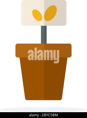 Seeds in a pot with label flat isolated Stock Vector