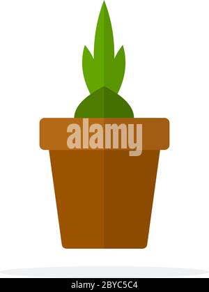 Flower sprout in a ceramic pot flat isolated Stock Vector