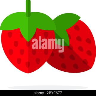 Strawberries with a stem vector flat isolated Stock Vector